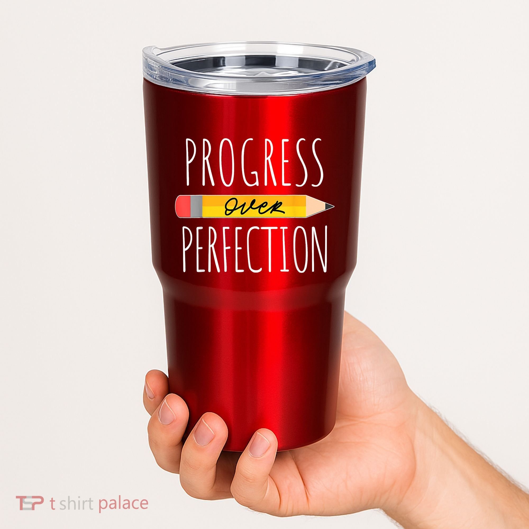 Motivational Progress Over Perfection Back To School Teacher Tumbler
