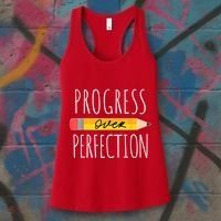 Motivational Progress Over Perfection Back To School Teacher Women's Tank Top thumb 3