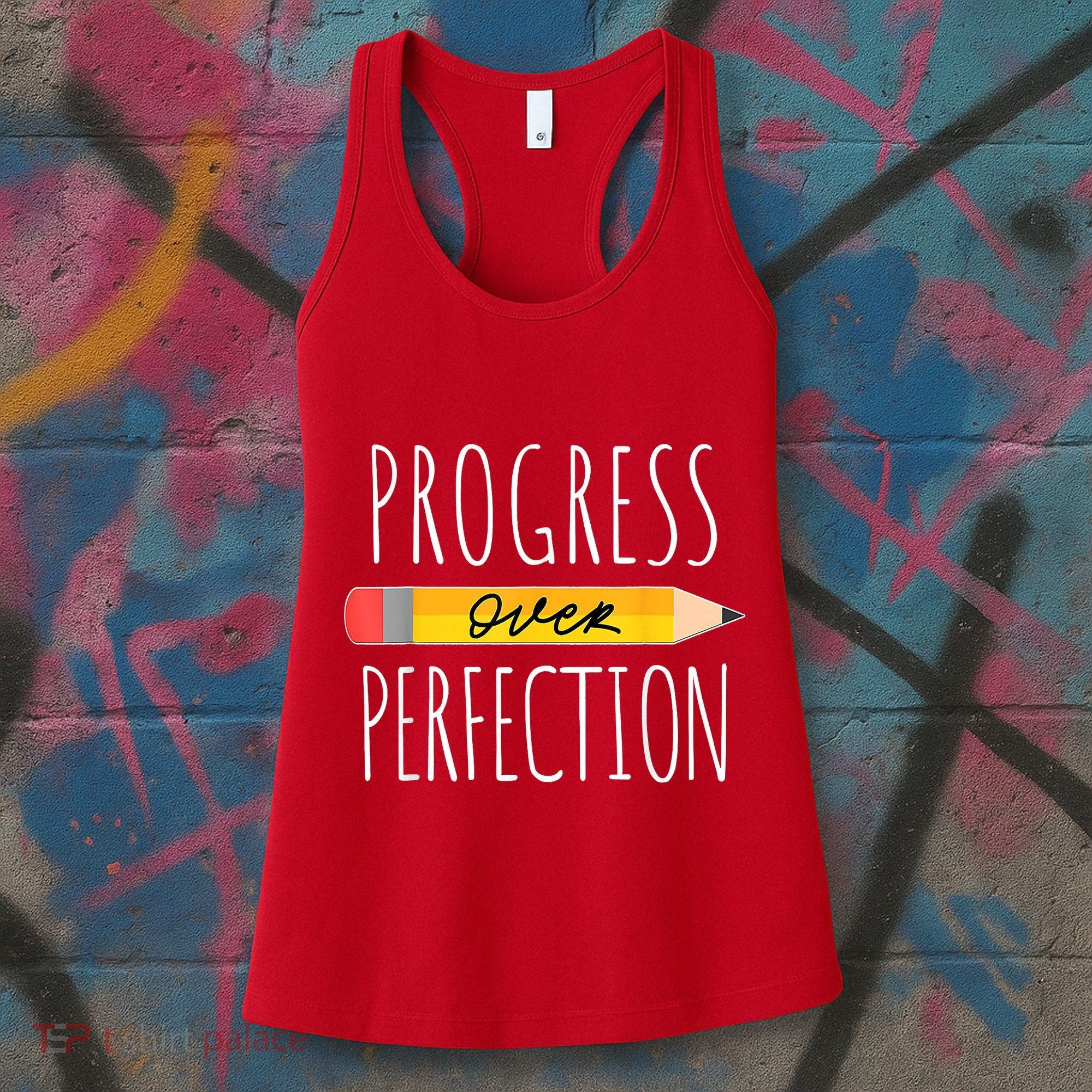 Motivational Progress Over Perfection Back To School Teacher Women's Tank Top