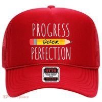 Motivational Progress Over Perfection Back To School Teacher Hat thumb 0