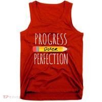 Motivational Progress Over Perfection Back To School Teacher Tank Top thumb 0
