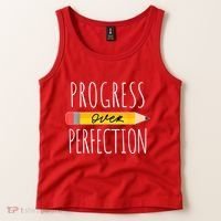 Motivational Progress Over Perfection Back To School Teacher Tank Top thumb 2