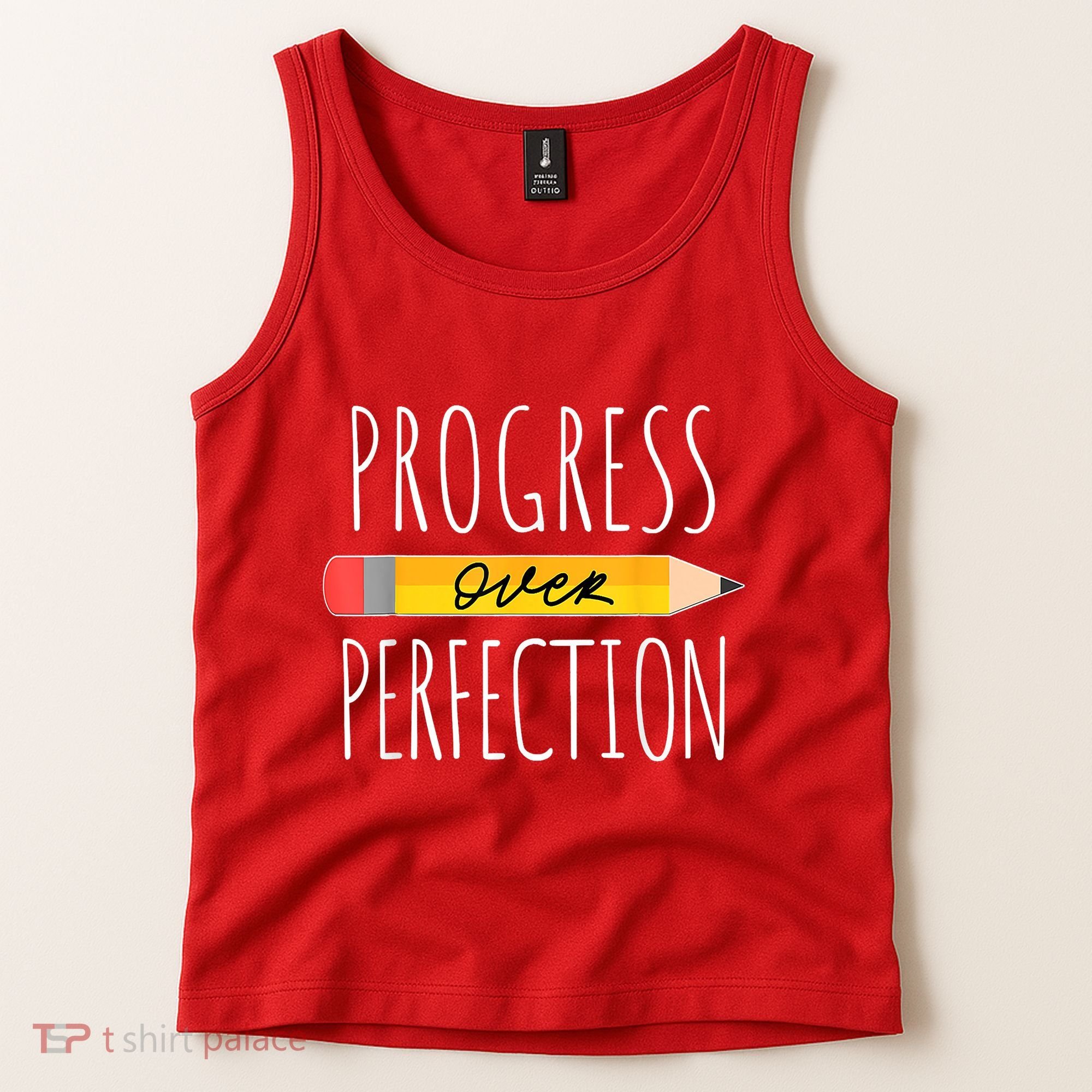 Motivational Progress Over Perfection Back To School Teacher Tank Top