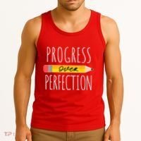 Motivational Progress Over Perfection Back To School Teacher Tank Top thumb 3