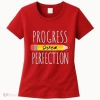 Motivational Progress Over Perfection Back To School Teacher Women's T-Shirt thumb 0