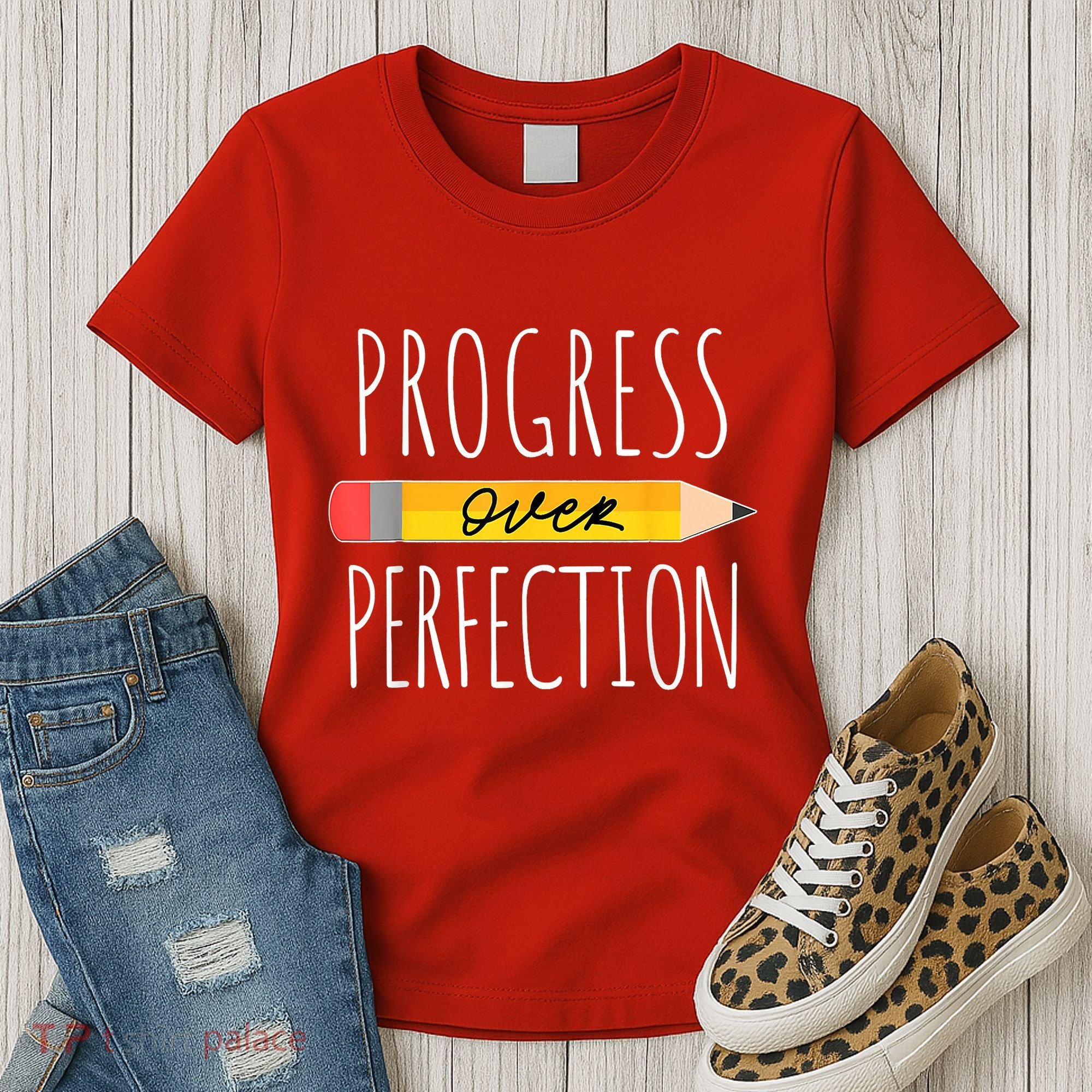 Motivational Progress Over Perfection Back To School Teacher Women's T-Shirt