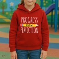 Motivational Progress Over Perfection Back To School Teacher Kids Hoodie thumb 3