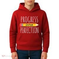 Motivational Progress Over Perfection Back To School Teacher Kids Hoodie thumb 4