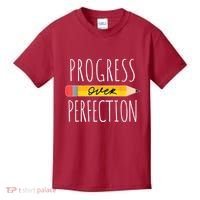 Motivational Progress Over Perfection Back To School Teacher Kids T-Shirt thumb 0
