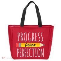 Motivational Progress Over Perfection Back To School Teacher Tote Bag thumb 0