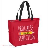 Motivational Progress Over Perfection Back To School Teacher Tote Bag thumb 2