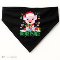 Merry Pigmas Pig Christmas Santa Hat Funny Xmas Light Farmer USA-Made Doggie Bandana thumb 0