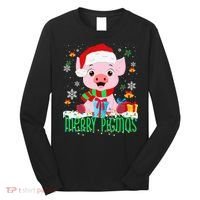 Merry Pigmas Pig Christmas Santa Hat Funny Xmas Light Farmer Long Sleeve Shirt thumb 0