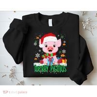 Merry Pigmas Pig Christmas Santa Hat Funny Xmas Light Farmer Sweatshirt thumb 2