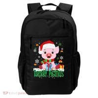 Merry Pigmas Pig Christmas Santa Hat Funny Xmas Light Farmer Backpack thumb 0