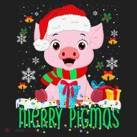 Merry Pigmas Pig Christmas Santa Hat Funny Xmas Light Farmer Beanie thumb 2