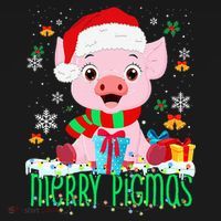 Merry Pigmas Pig Christmas Santa Hat Funny Xmas Light Farmer Women's Hoodie thumb 2