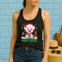 Merry Pigmas Pig Christmas Santa Hat Funny Xmas Light Farmer Women's Tank Top thumb 2