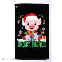 Merry Pigmas Pig Christmas Santa Hat Funny Xmas Light Farmer Golf Towel thumb 0