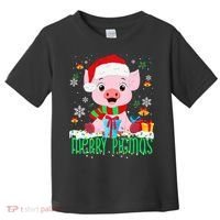 Merry Pigmas Pig Christmas Santa Hat Funny Xmas Light Farmer Toddler T-Shirt thumb 0