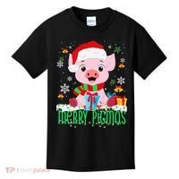 Merry Pigmas Pig Christmas Santa Hat Funny Xmas Light Farmer Kids T-Shirt thumb 0