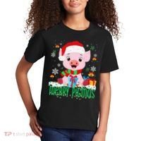 Merry Pigmas Pig Christmas Santa Hat Funny Xmas Light Farmer Kids T-Shirt thumb 2