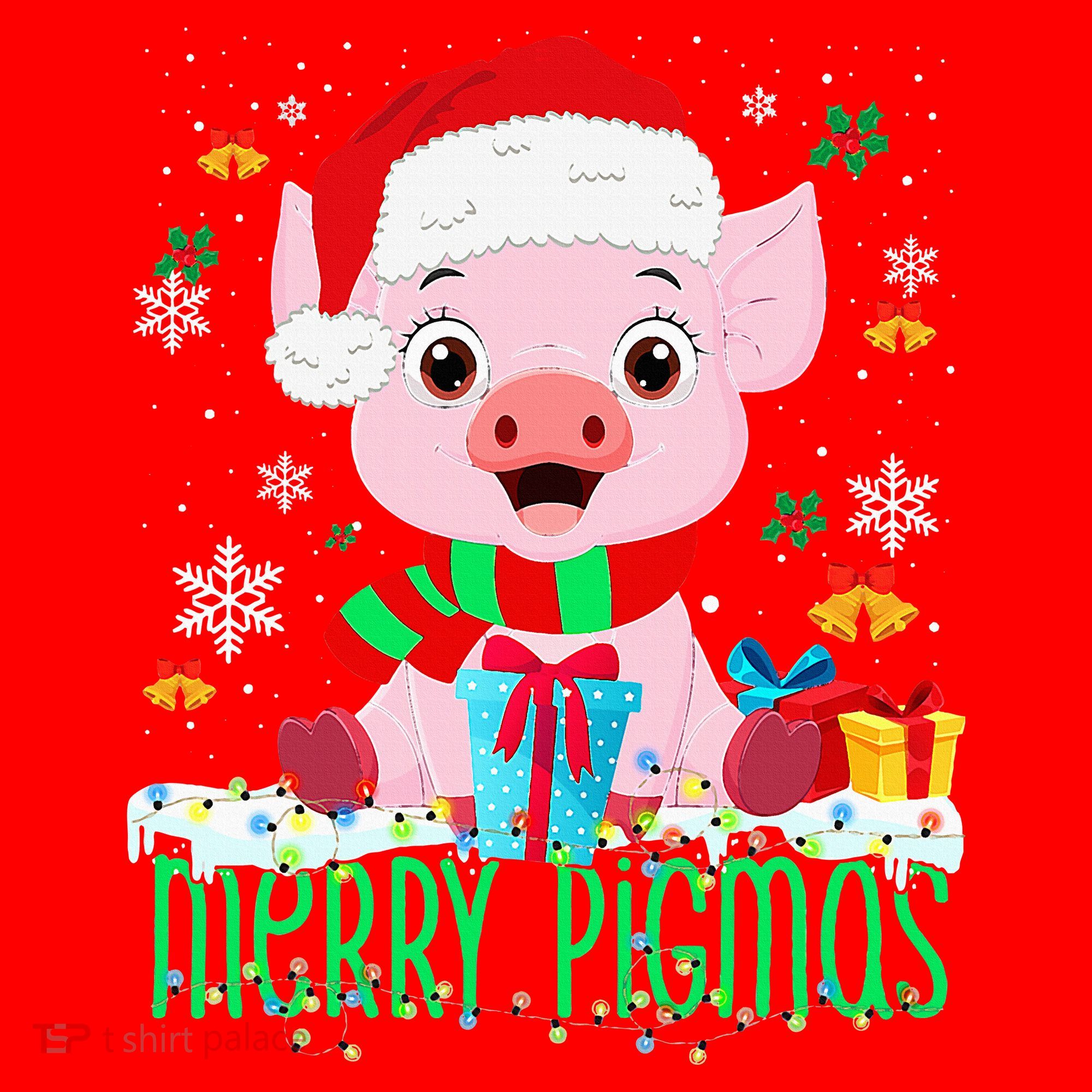 Merry Pigmas Pig Christmas Santa Hat Funny Xmas Light Farmer Santa Hat
