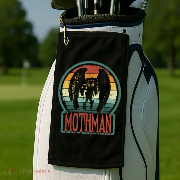 Moth Point Pleasant Retro Vintage Cryptid Cute Gift Golf Towel