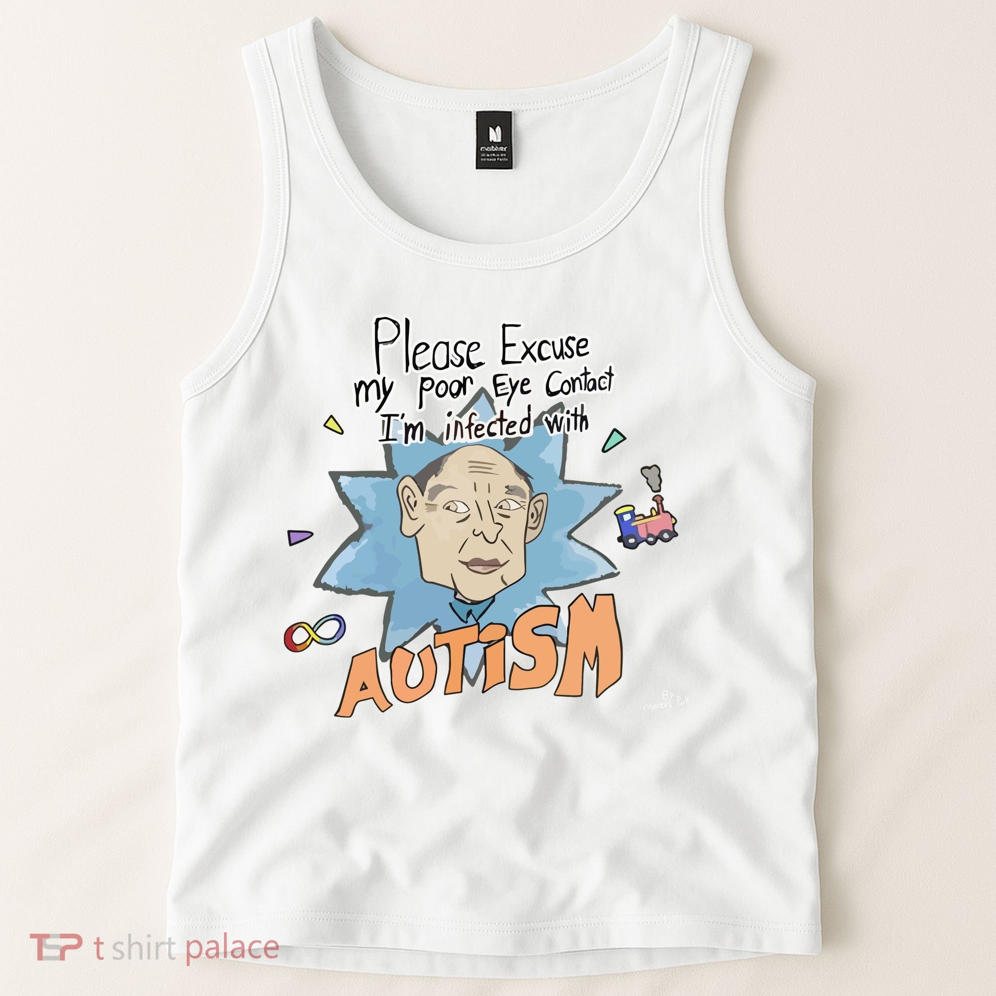 Marcus Pork Please Excuse My Poor Eye Contact IM Infected With Autism Tank Top