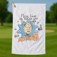 Marcus Pork Please Excuse My Poor Eye Contact IM Infected With Autism Golf Towel thumb 1