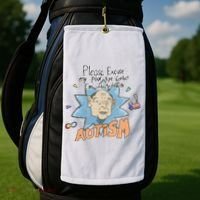 Marcus Pork Please Excuse My Poor Eye Contact IM Infected With Autism Golf Towel thumb 2