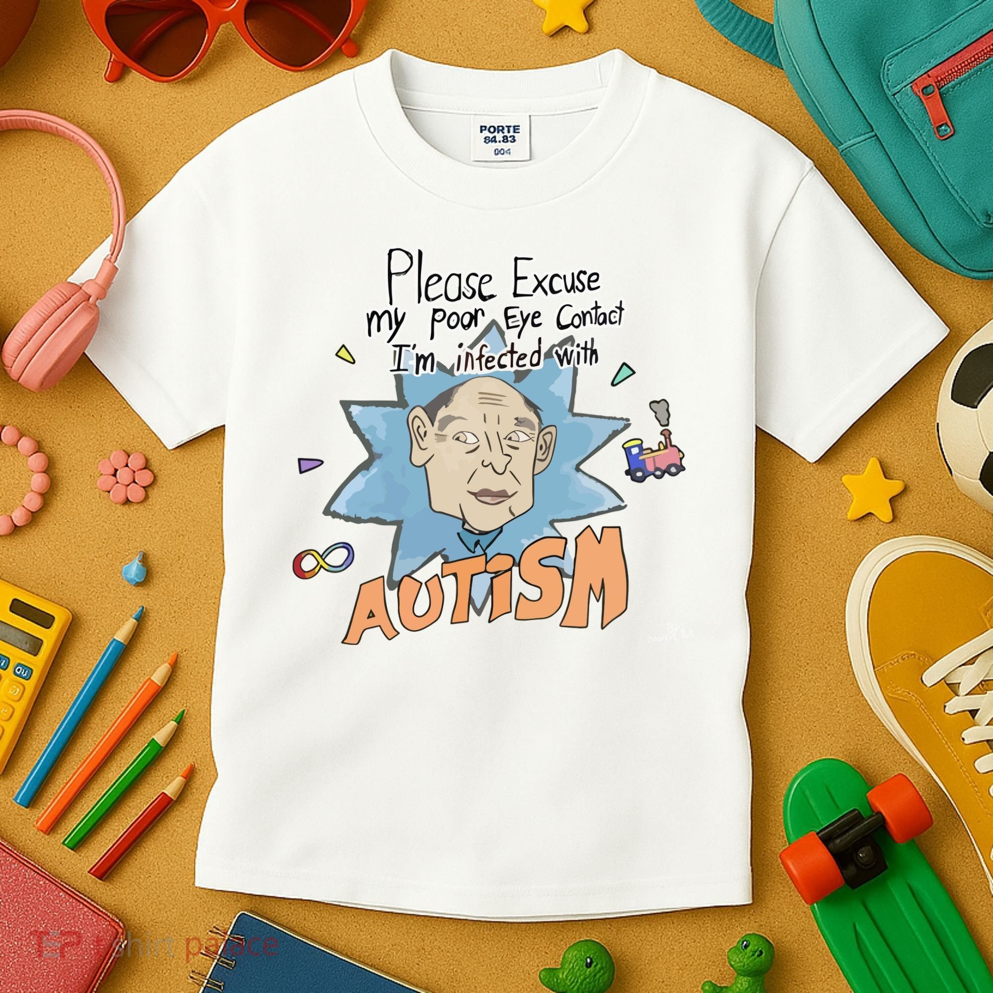 Marcus Pork Please Excuse My Poor Eye Contact IM Infected With Autism Kids T-Shirt