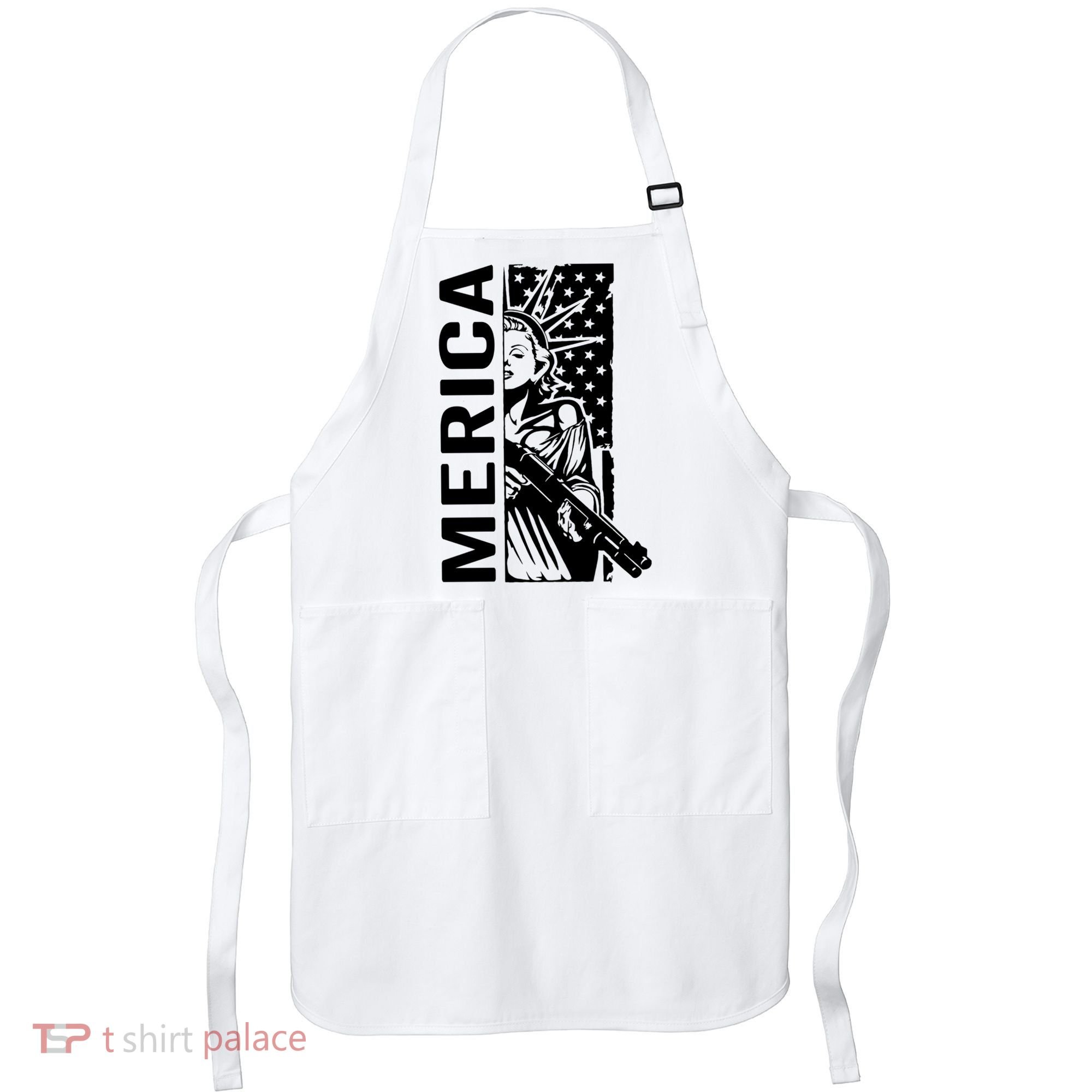 Merica Patriotic Pro Gun USA Liberty Lady 4th Of July Gun Apron