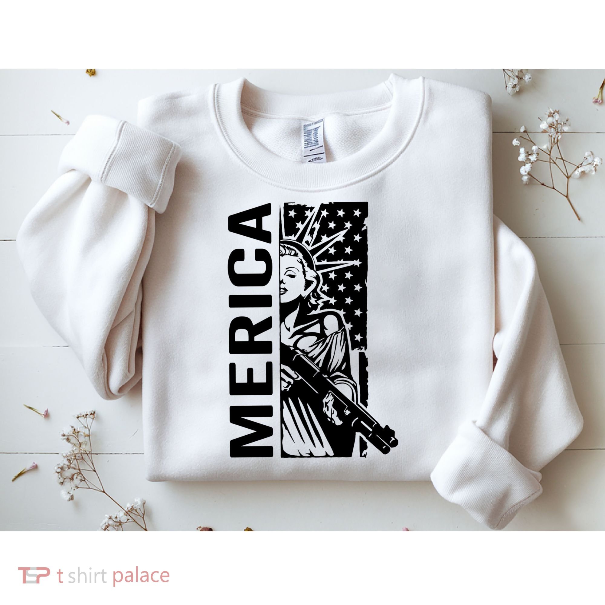 Merica Patriotic Pro Gun USA Liberty Lady 4th Of July Gun Sweatshirt