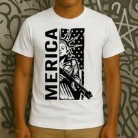 Merica Patriotic Pro Gun USA Liberty Lady 4th Of July Gun T-Shirt thumb 3