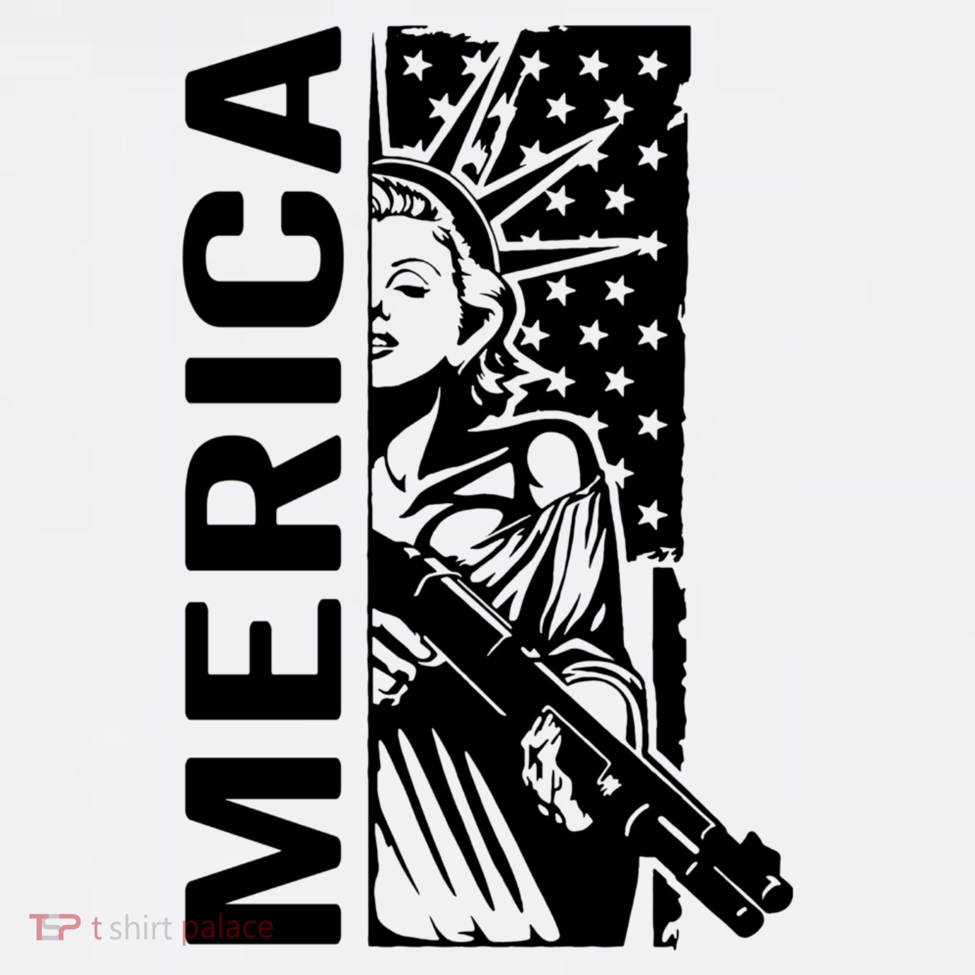 Merica Patriotic Pro Gun USA Liberty Lady 4th Of July Gun T-Shirt