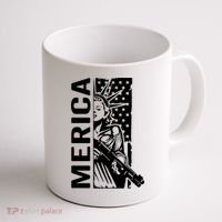 Merica Patriotic Pro Gun USA Liberty Lady 4th Of July Gun Coffee Mug thumb 1