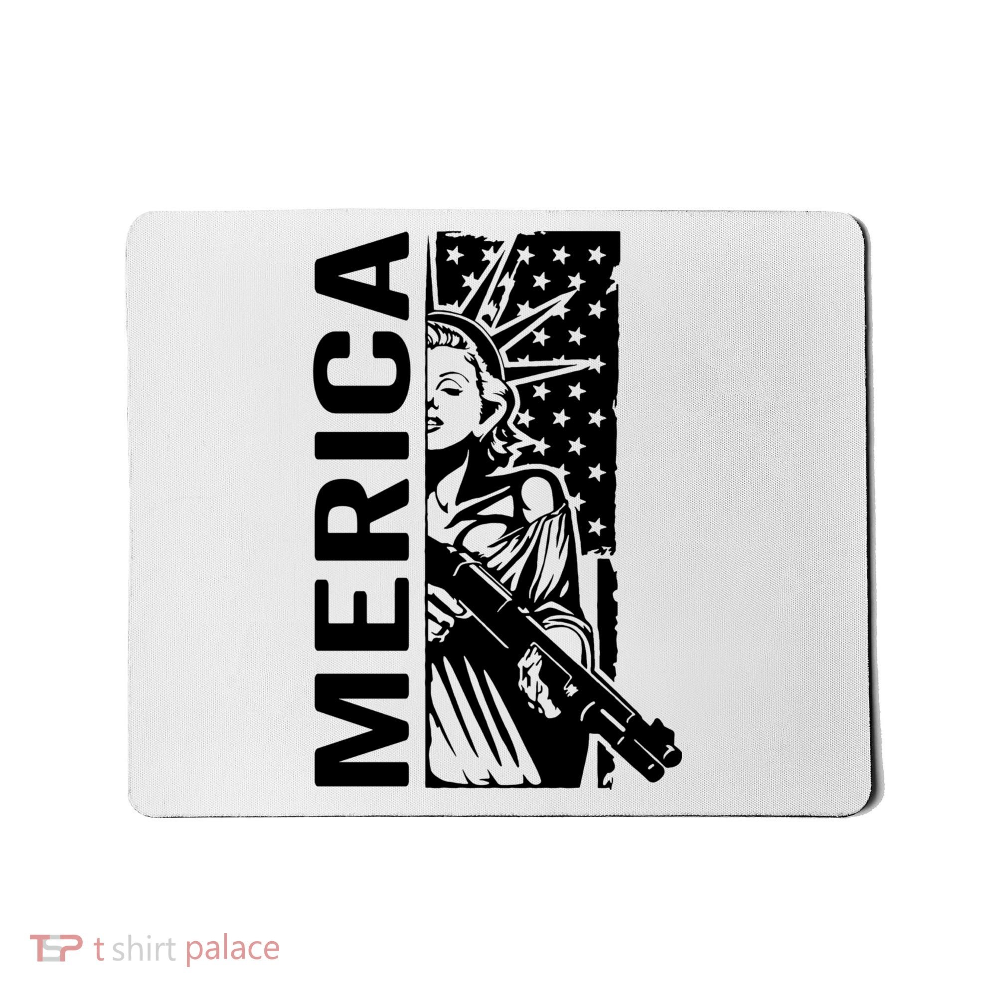 Merica Patriotic Pro Gun USA Liberty Lady 4th Of July Gun Mousepad