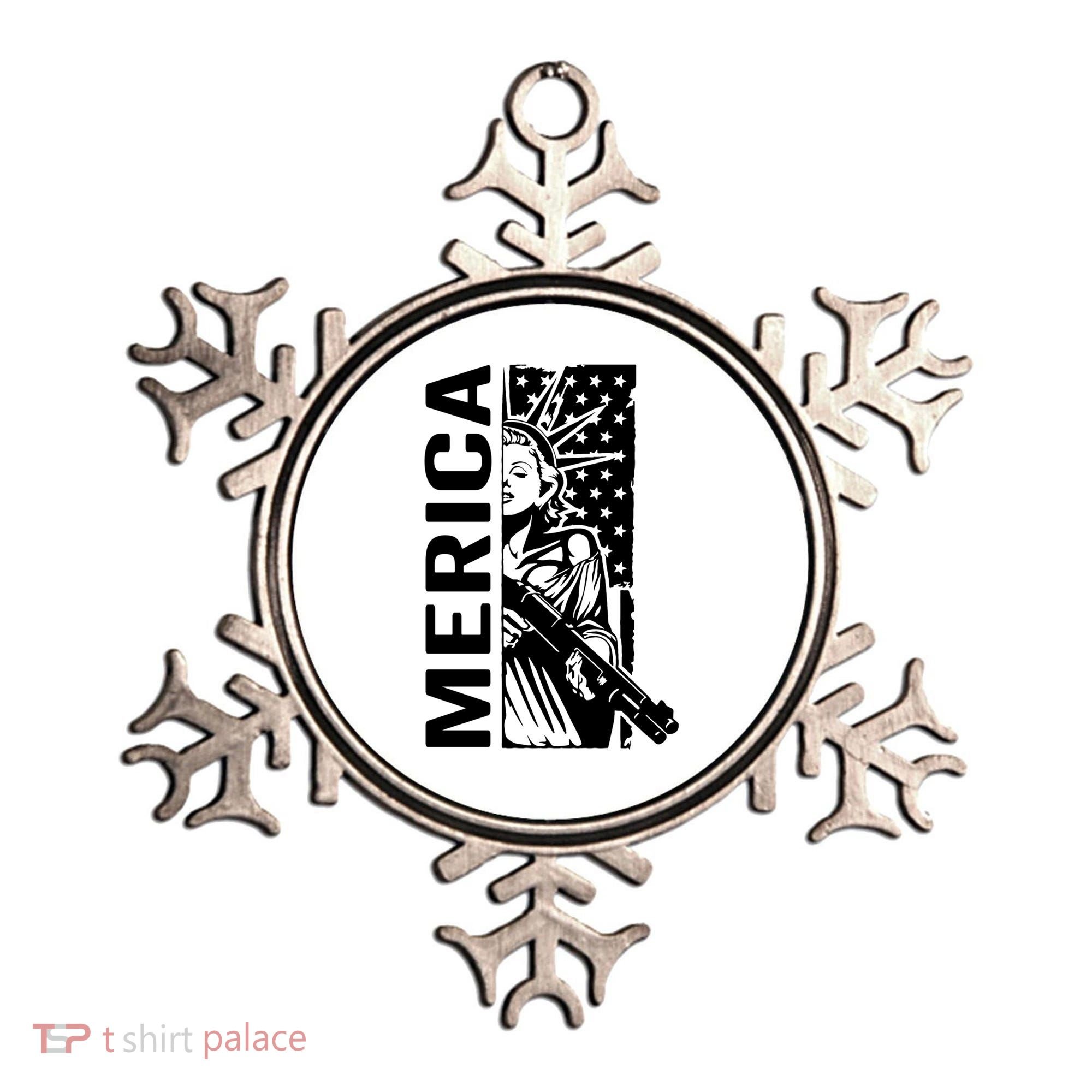 Merica Patriotic Pro Gun USA Liberty Lady 4th Of July Gun Ornament
