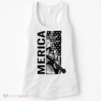 Merica Patriotic Pro Gun USA Liberty Lady 4th Of July Gun Women's Tank Top thumb 0