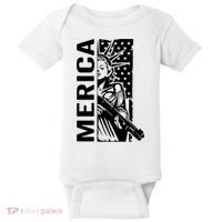 Merica Patriotic Pro Gun USA Liberty Lady 4th Of July Gun Baby Bodysuit thumb 0