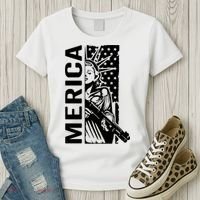 Merica Patriotic Pro Gun USA Liberty Lady 4th Of July Gun Women's T-Shirt thumb 3