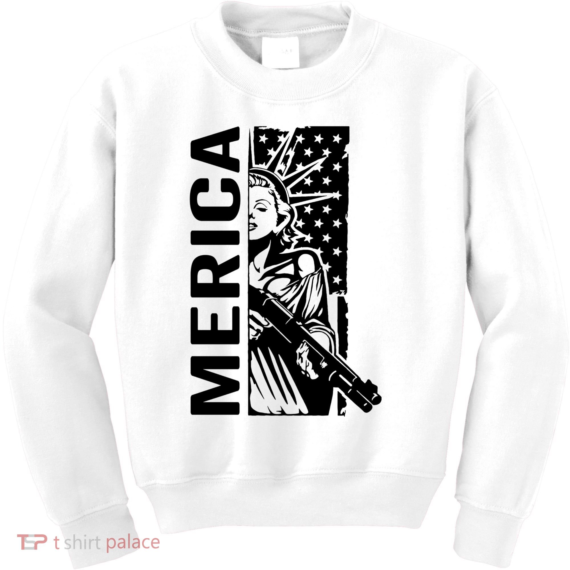 Merica Patriotic Pro Gun USA Liberty Lady 4th Of July Gun Kids Sweatshirt