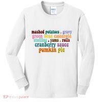 Mashed Potatoes Pumpkin Pie Holiday Food Lover Kids Long Sleeve Shirt thumb 0