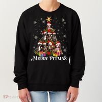 Merry Pitmas Pitbull Dog Ugly Christmas Sweater Tree Dogs Cute Gift Women's Sweatshirt thumb 0
