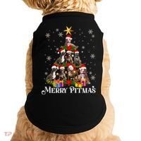 Merry Pitmas Pitbull Dog Ugly Christmas Sweater Tree Dogs Cute Gift Doggie Tank thumb 0