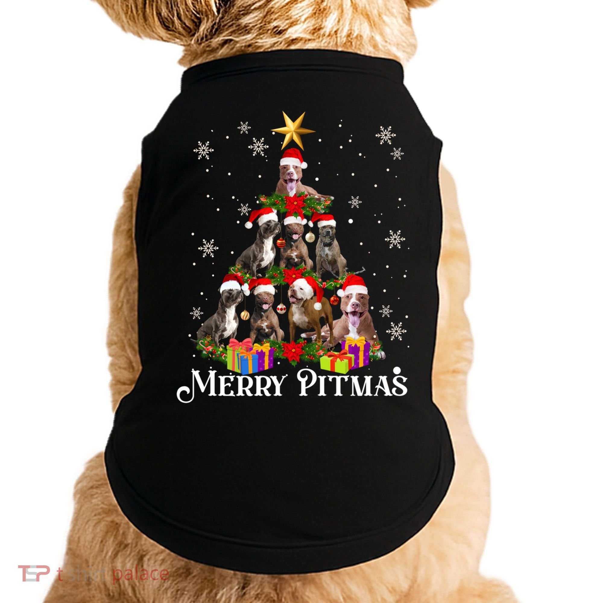 Merry Pitmas Pitbull Dog Ugly Christmas Sweater Tree Dogs Cute Gift Doggie Tank