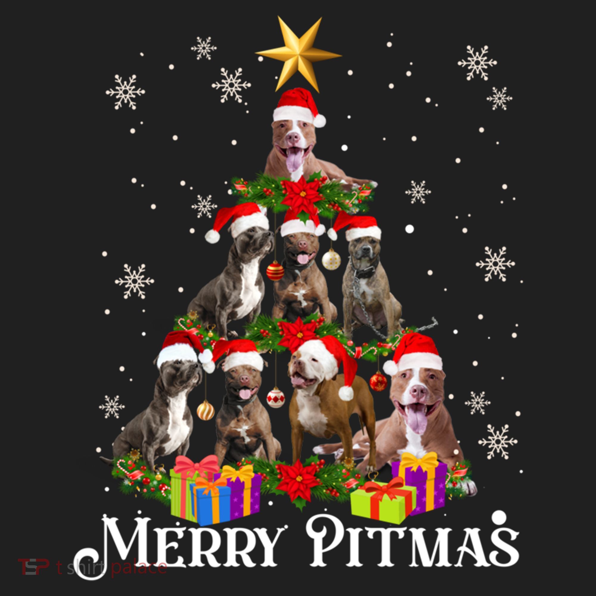 Merry Pitmas Pitbull Dog Ugly Christmas Sweater Tree Dogs Cute Gift Beanie