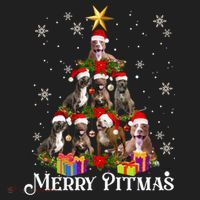 Merry Pitmas Pitbull Dog Ugly Christmas Sweater Tree Dogs Cute Gift Golf Towel thumb 3