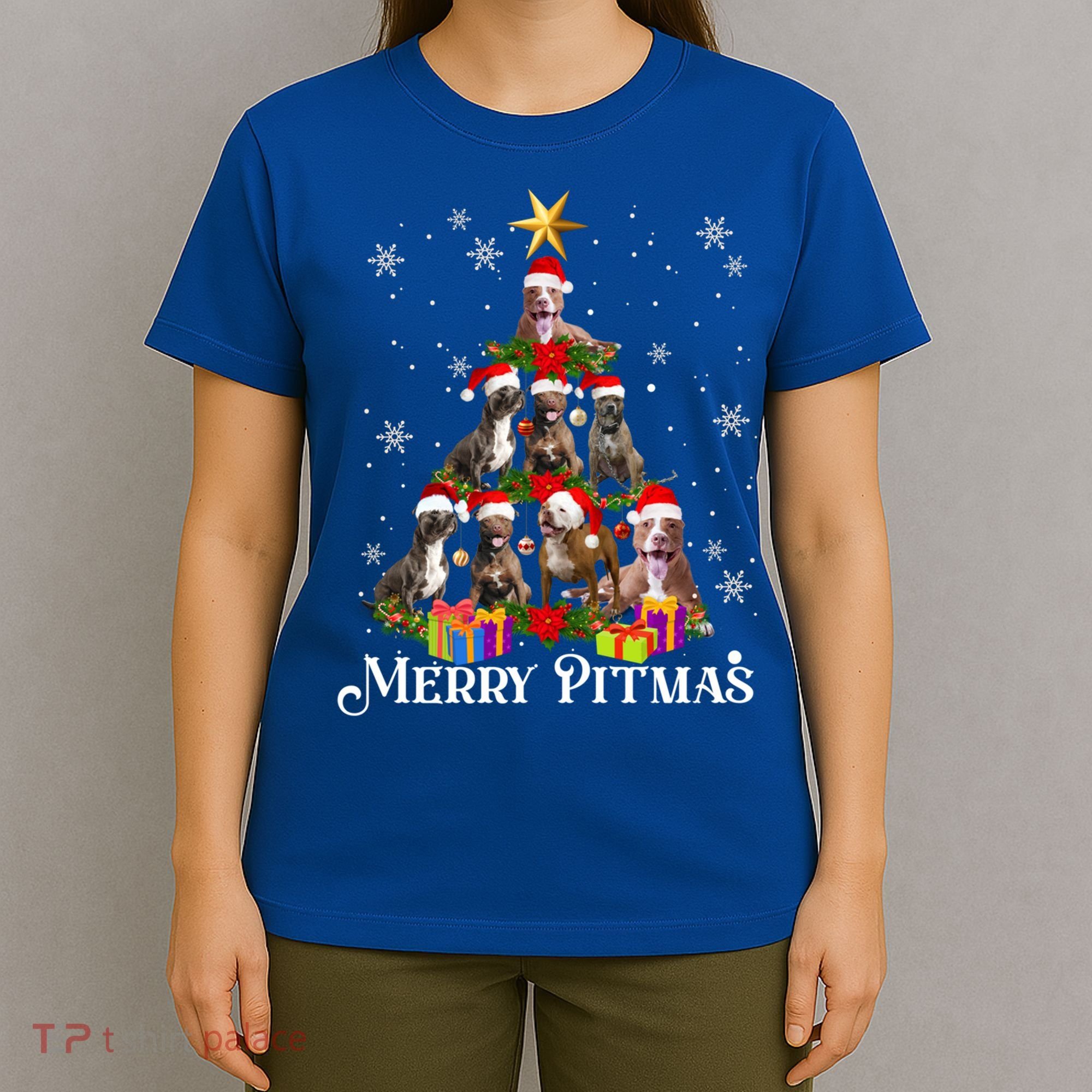 Merry Pitmas Pitbull Dog Ugly Christmas Sweater Tree Dogs Cute Gift T-Shirt